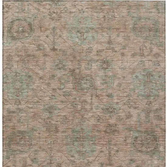 Coral Gray And Brown Damask Washable Indoor Outdoor Area Rug Photo 6