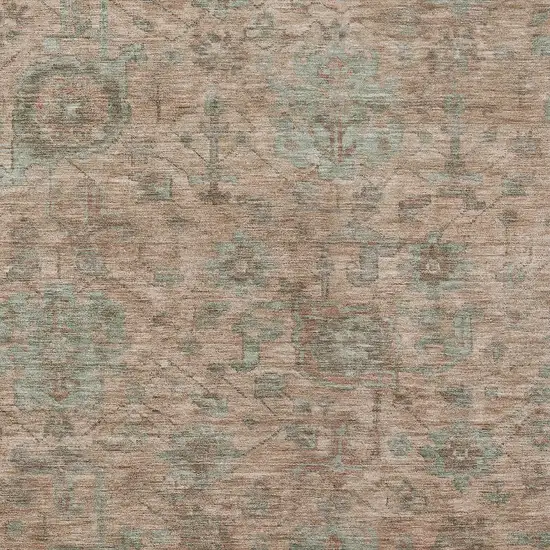 Coral Gray And Brown Damask Washable Indoor Outdoor Area Rug Photo 5