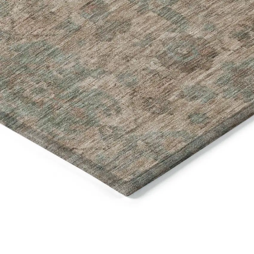Coral Gray And Brown Damask Washable Indoor Outdoor Area Rug Photo 4
