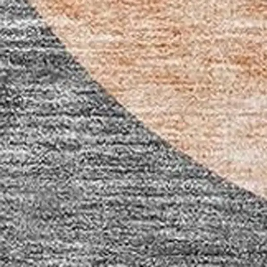 Coral Gray And Gold Geometric Washable Area Rug With UV Protection Photo 5