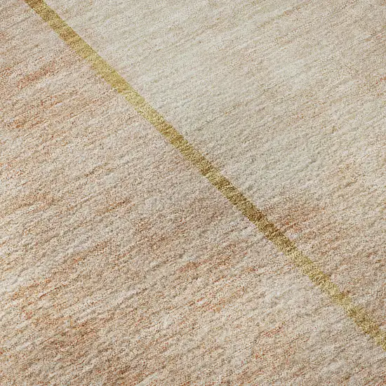 Coral Gray And Gold Geometric Washable Area Rug With UV Protection Photo 9