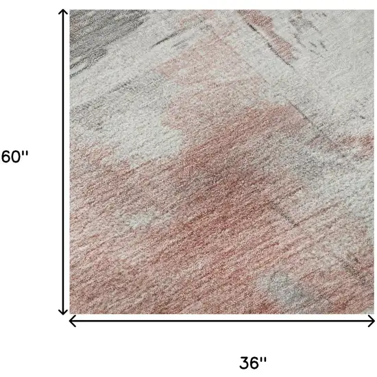 Coral Gray And Ivory Abstract Washable Area Rug With UV Protection Photo 8