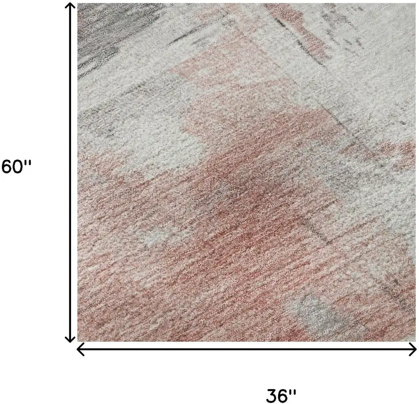 Coral Gray And Ivory Abstract Washable Area Rug With UV Protection Photo 8