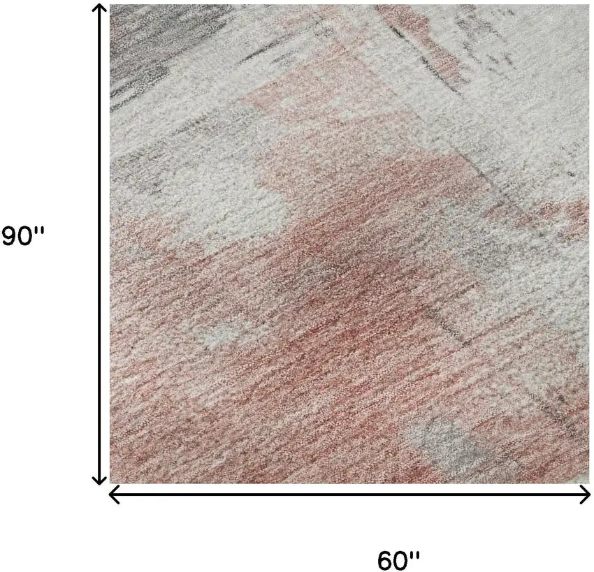 Coral Gray And Ivory Abstract Washable Area Rug With UV Protection Photo 8