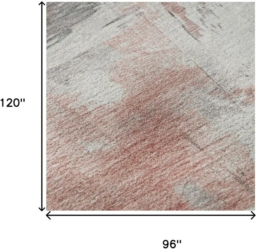 Coral Gray And Ivory Abstract Washable Area Rug With UV Protection Photo 8