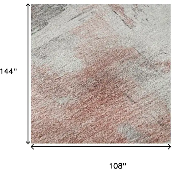 Coral Gray And Ivory Abstract Washable Area Rug With UV Protection Photo 8