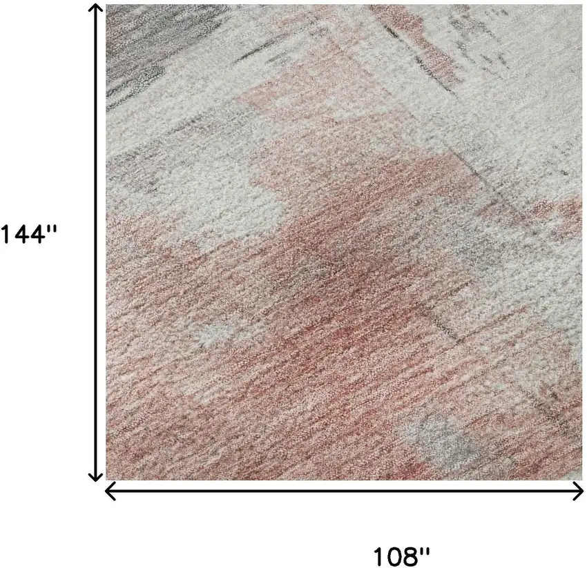 Coral Gray And Ivory Abstract Washable Area Rug With UV Protection Photo 8