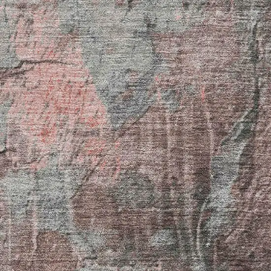 Coral Gray And Silver Abstract Washable Area Rug With UV Protection Photo 2