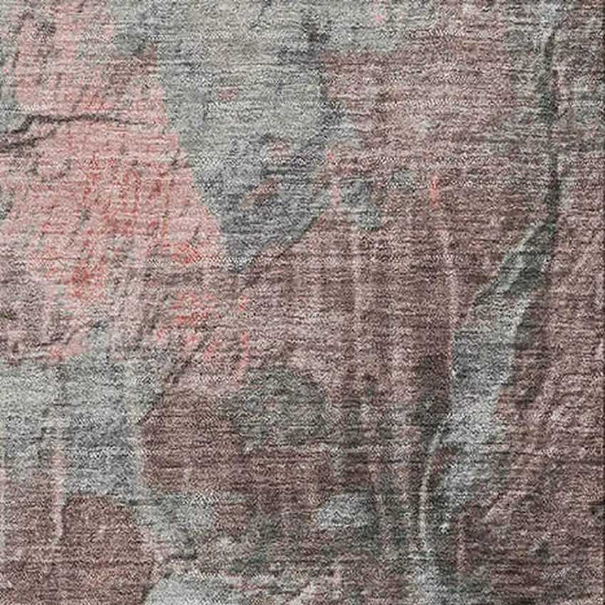 Coral Gray And Silver Abstract Washable Area Rug With UV Protection Photo 2