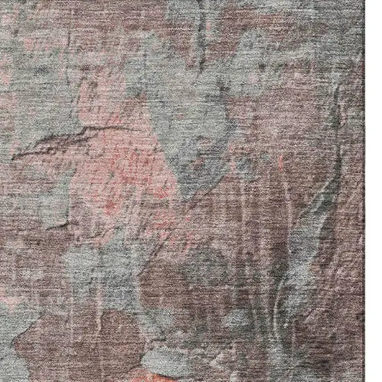 Coral Gray And Silver Abstract Washable Area Rug With UV Protection Photo 2