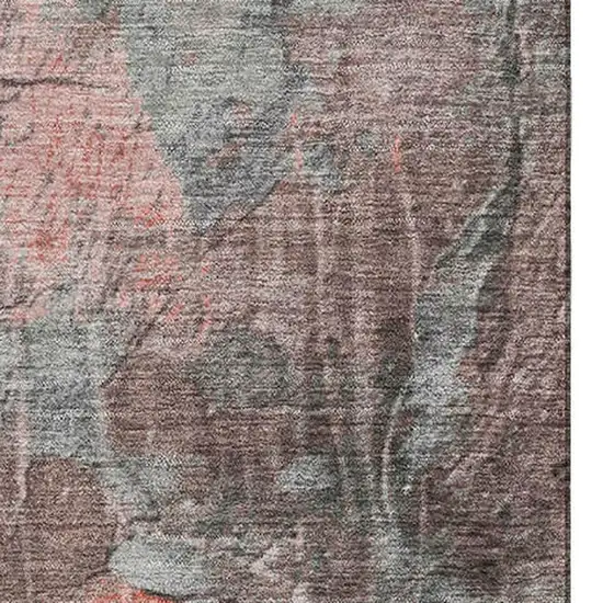 Coral Gray And Silver Abstract Washable Area Rug With UV Protection Photo 2