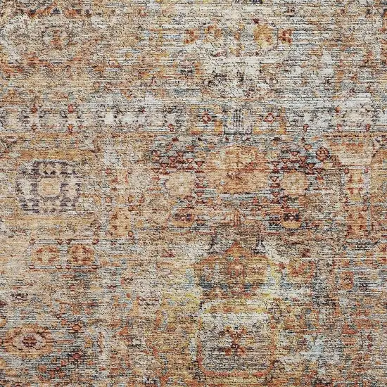 Coral Gray And Silver Floral Medallion Washable Area Rug With UV Protection Photo 2