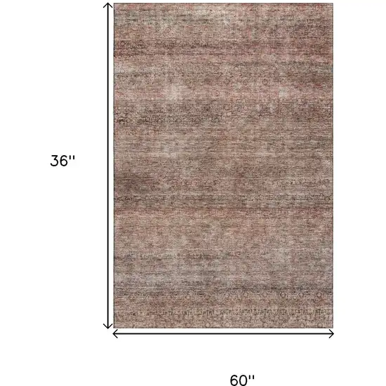 Coral Gray And Silver Striped Washable Area Rug With UV Protection Photo 3