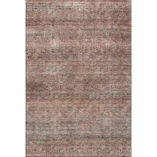 Coral Gray And Silver Striped Washable Area Rug With UV Protection Photo 3