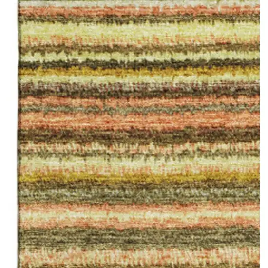 Coral Green And Blue Striped Washable Area Rug With UV Protection Photo 4