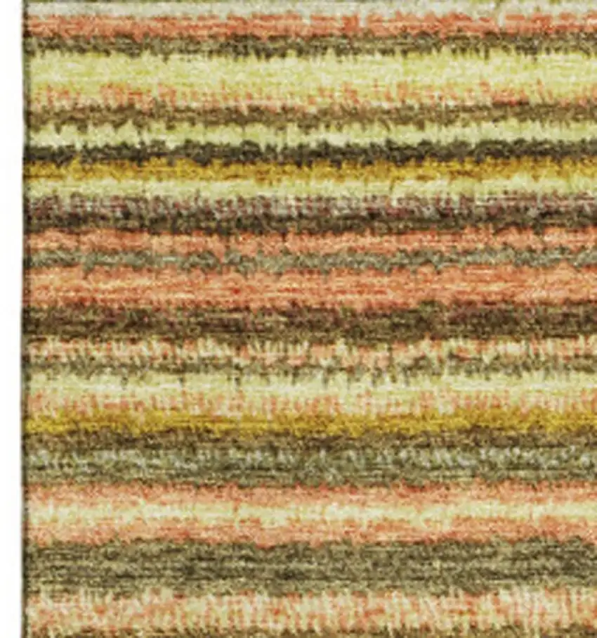 Coral Green And Blue Striped Washable Area Rug With UV Protection Photo 4