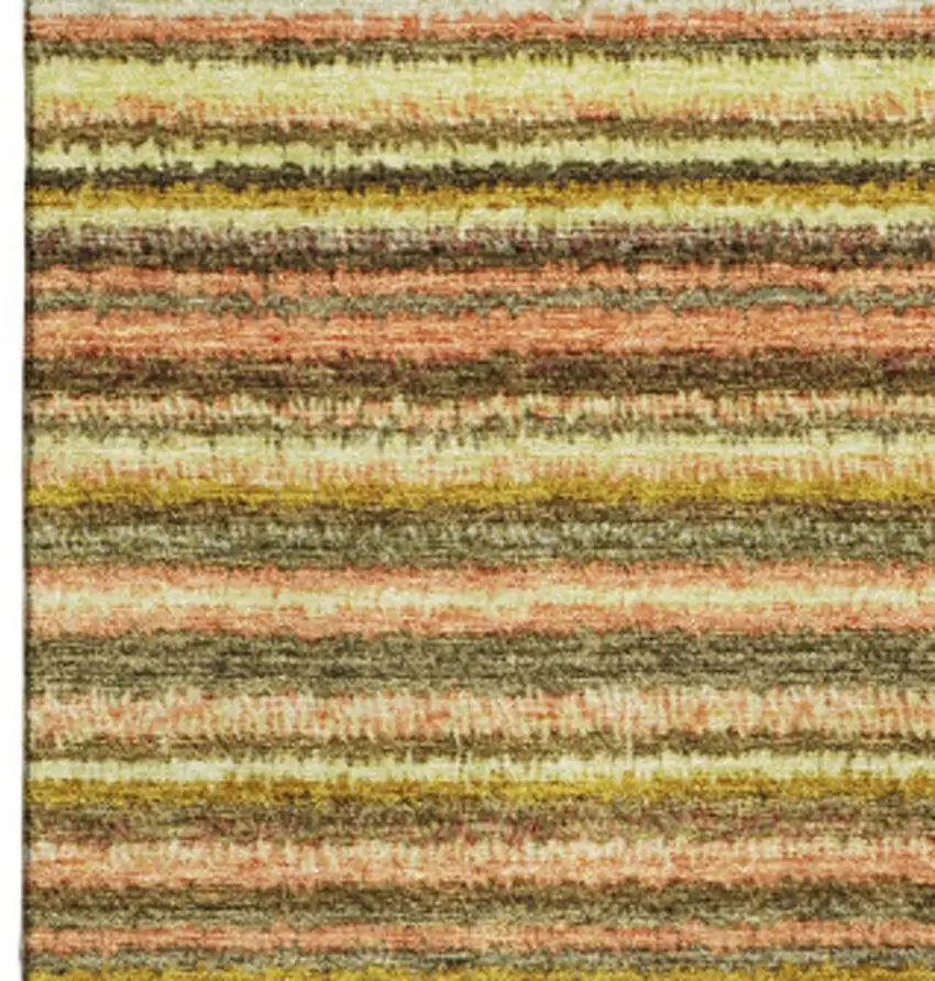 Coral Green And Blue Striped Washable Area Rug With UV Protection Photo 5