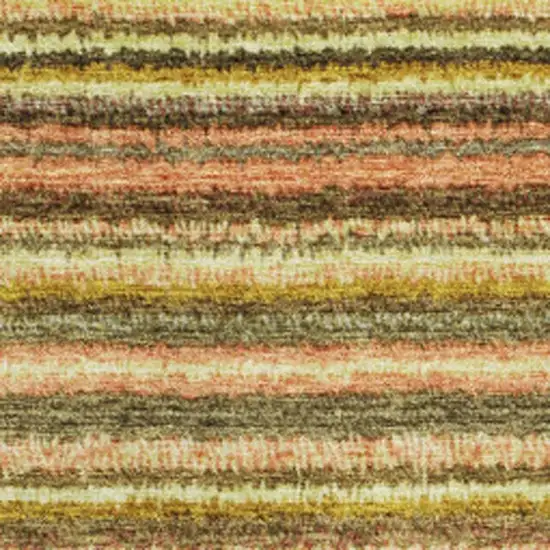 Coral Green And Blue Striped Washable Area Rug With UV Protection Photo 3