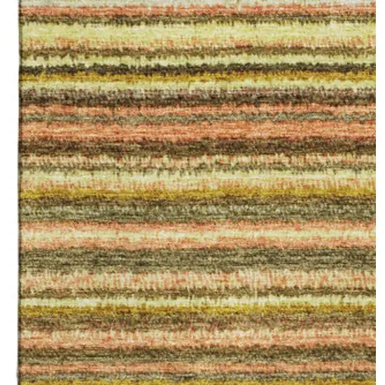 Coral Green And Blue Striped Washable Area Rug With UV Protection Photo 4