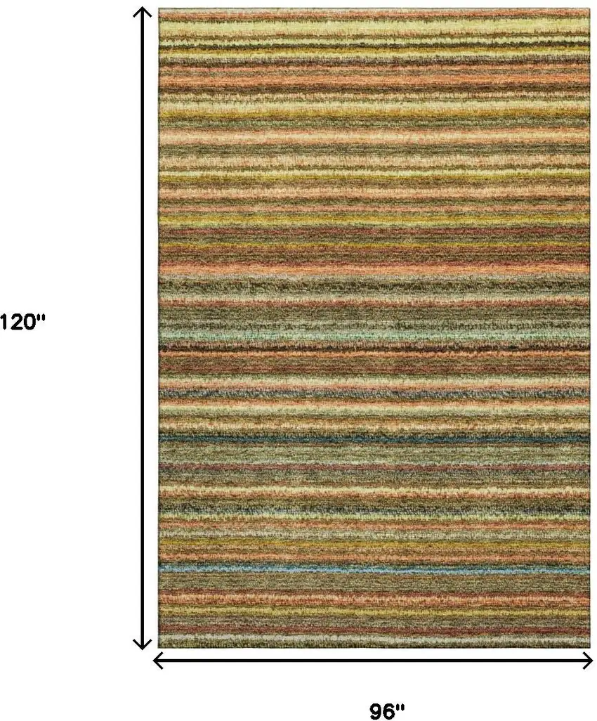 Coral Green And Blue Striped Washable Area Rug With UV Protection Photo 7