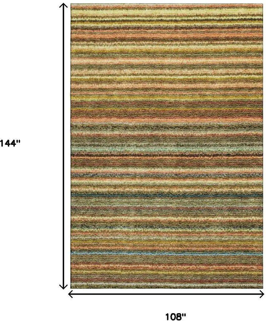 Coral Green And Blue Striped Washable Area Rug With UV Protection Photo 7