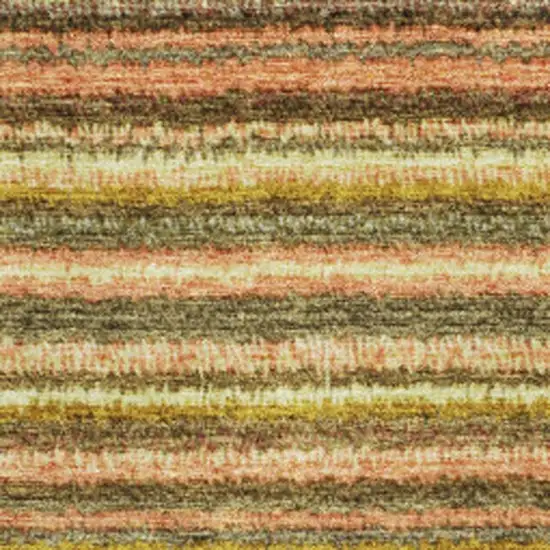 Coral Green And Blue Striped Washable Area Rug With UV Protection Photo 3