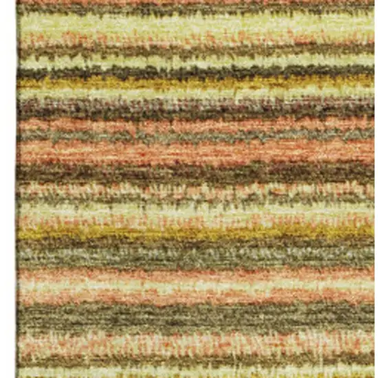 Coral Green And Blue Striped Washable Area Rug With UV Protection Photo 3