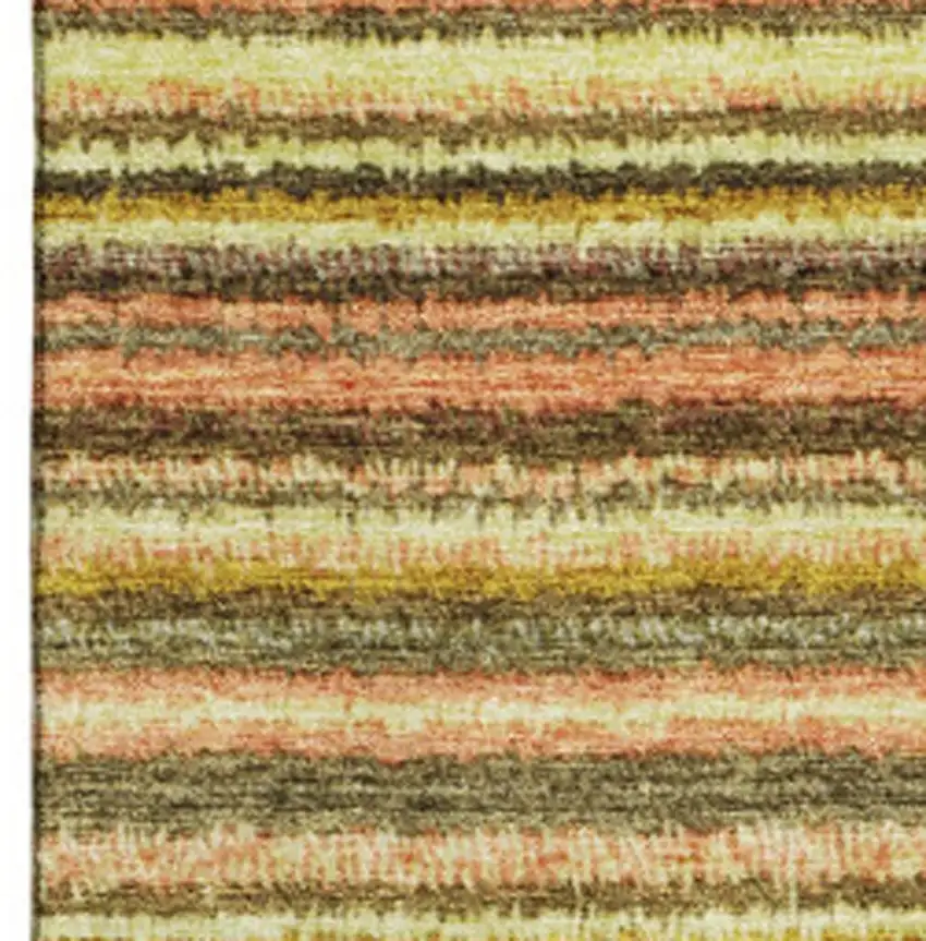 Coral Green And Blue Striped Washable Area Rug With UV Protection Photo 3