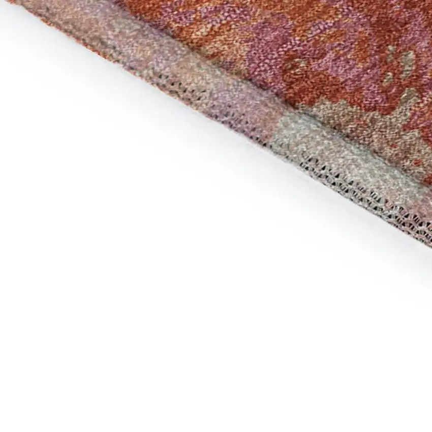 Coral Green And Peach Abstract Washable Area Rug With UV Protection Photo 8