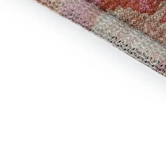 Coral Green And Peach Abstract Washable Area Rug With UV Protection Photo 7