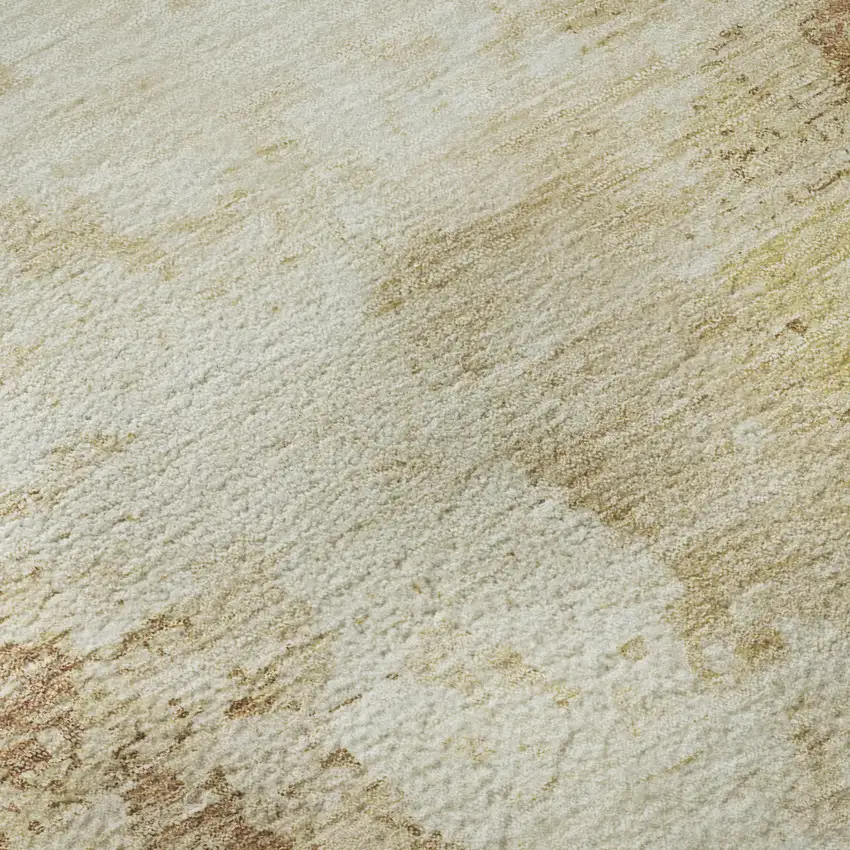 Coral Ivory And Beige Abstract Washable Area Rug With UV Protection Photo 2