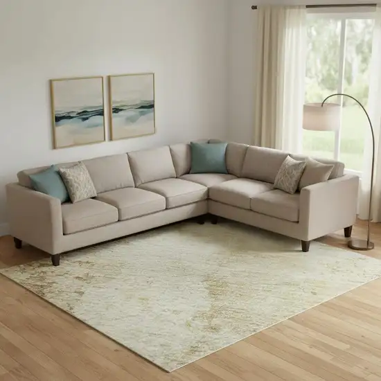 Coral Ivory And Beige Abstract Washable Area Rug With UV Protection Photo 2