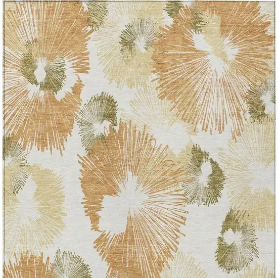 Coral Ivory And Beige Floral Washable Indoor Outdoor Area Rug Photo 4