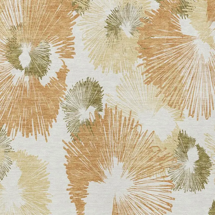 Coral Ivory And Beige Floral Washable Indoor Outdoor Area Rug Photo 5