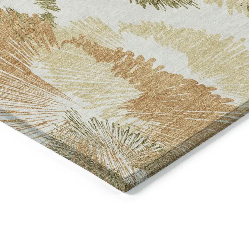 Coral Ivory And Beige Floral Washable Indoor Outdoor Area Rug Photo 5