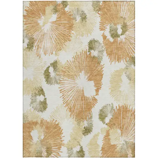 Coral Ivory And Beige Floral Washable Indoor Outdoor Area Rug Photo 4