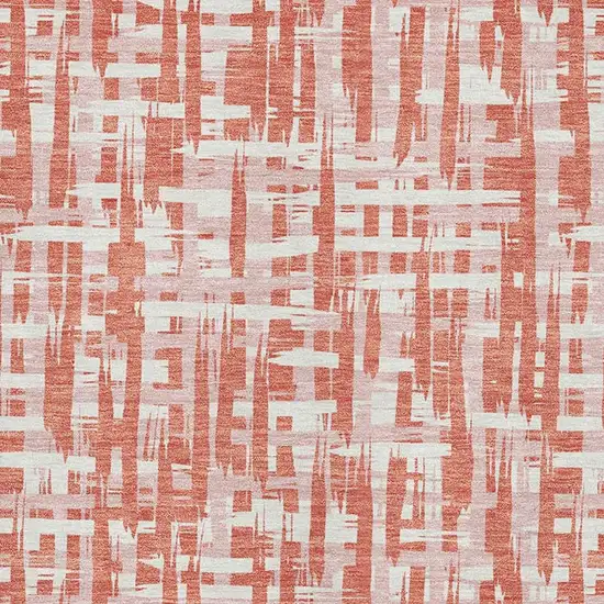 Coral Ivory And Blush Abstract Geometric Washable Area Rug With UV Protection Photo 2