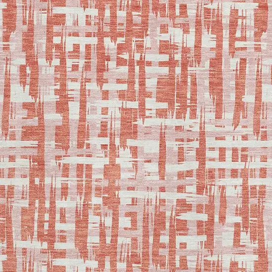 Coral Ivory And Blush Abstract Geometric Washable Area Rug With UV Protection Photo 2