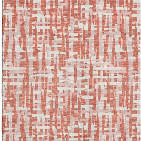 Coral Ivory And Blush Abstract Geometric Washable Area Rug With UV Protection Photo 3