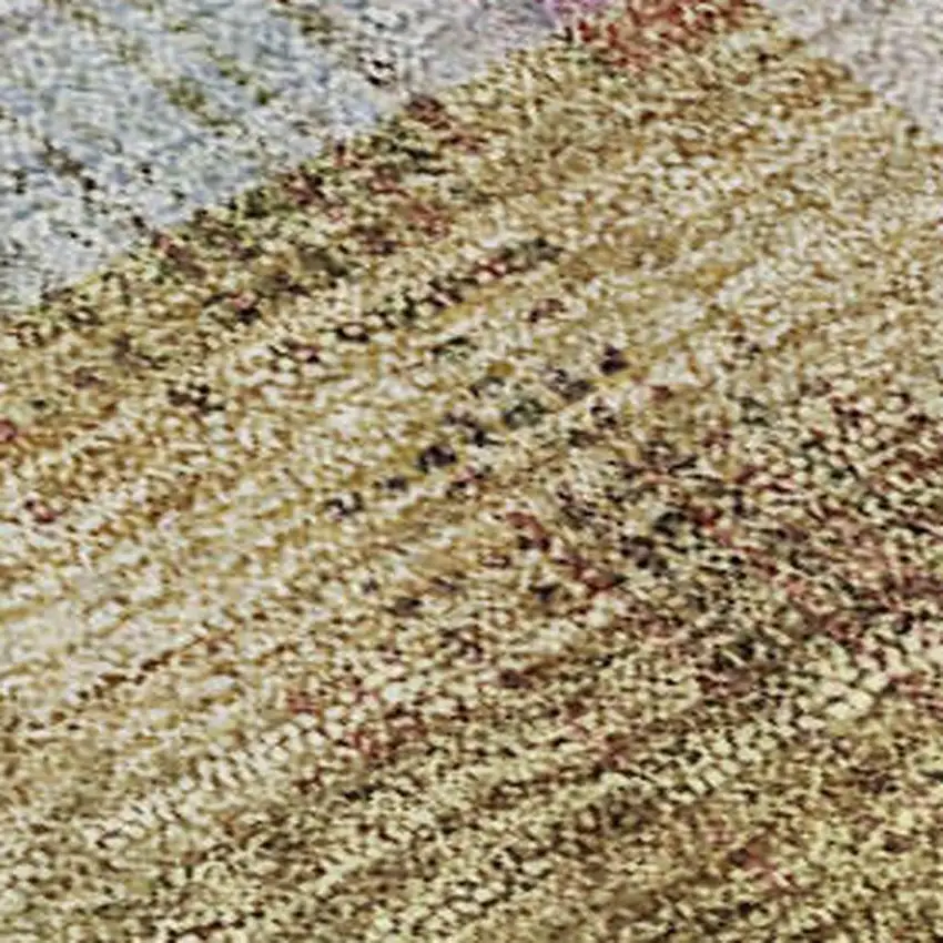 Coral Ivory And Gold Abstract Geometric Washable Area Rug With UV Protection Photo 2