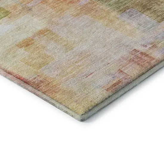 Coral Ivory And Gold Abstract Geometric Washable Area Rug With UV Protection Photo 8