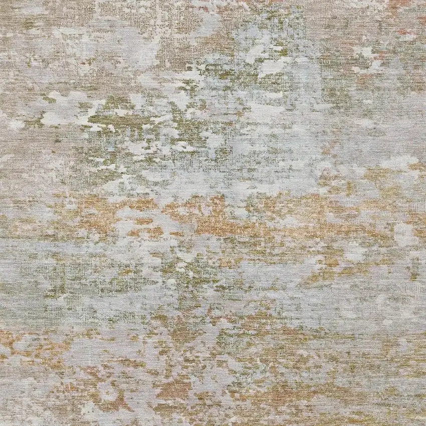 Coral Ivory And Gray Abstract Washable Indoor Outdoor Area Rug Photo 3