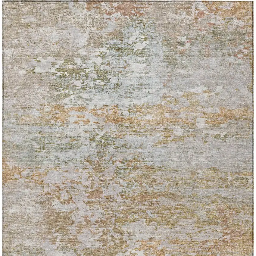 Coral Ivory And Gray Abstract Washable Indoor Outdoor Area Rug Photo 9