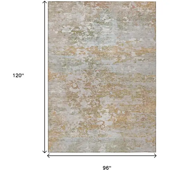 Coral Ivory And Gray Abstract Washable Indoor Outdoor Area Rug Photo 9