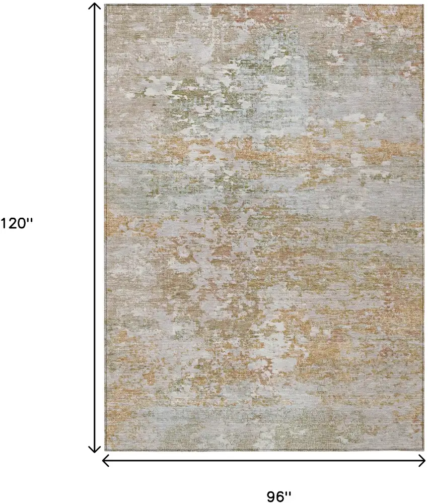 Coral Ivory And Gray Abstract Washable Indoor Outdoor Area Rug Photo 9
