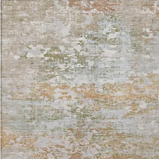 Coral Ivory And Gray Abstract Washable Indoor Outdoor Area Rug Photo 6