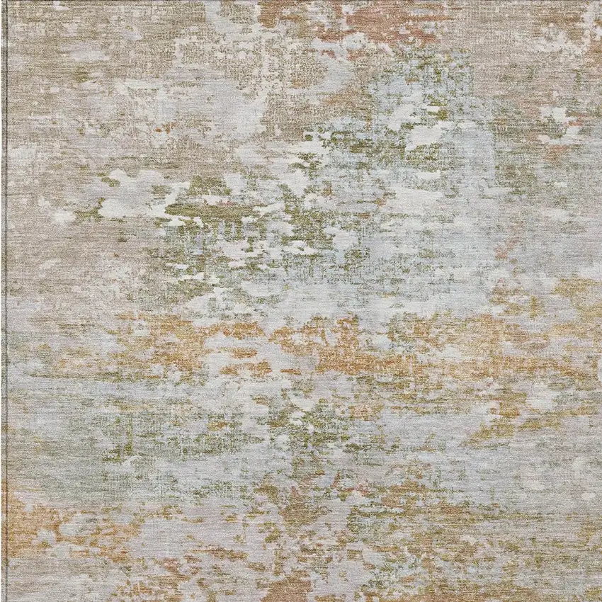 Coral Ivory And Gray Abstract Washable Indoor Outdoor Area Rug Photo 6