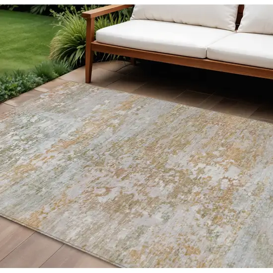 Coral Ivory And Gray Abstract Washable Indoor Outdoor Area Rug Photo 2