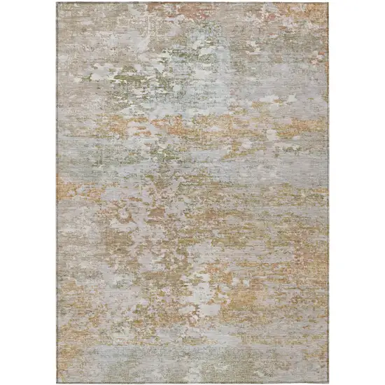Coral Ivory And Gray Abstract Washable Indoor Outdoor Area Rug Photo 1