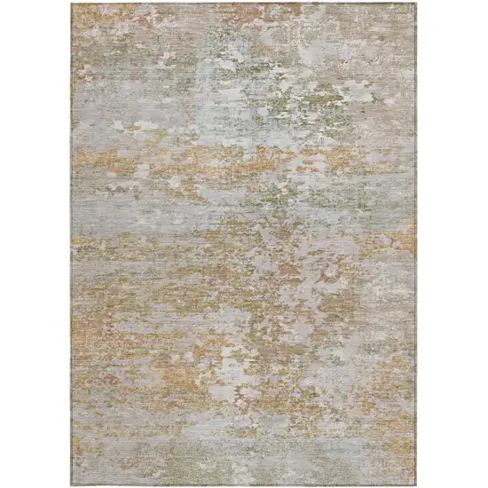 Coral Ivory And Gray Abstract Washable Indoor Outdoor Area Rug Photo 3